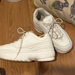 White Chunky Platform Sneakers